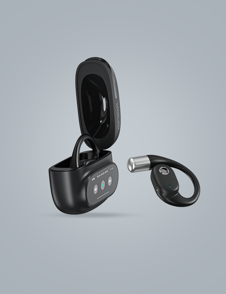 KOUO O1 Open-Ear Wireless Bluetooth 5.4 Headphones with LED HD