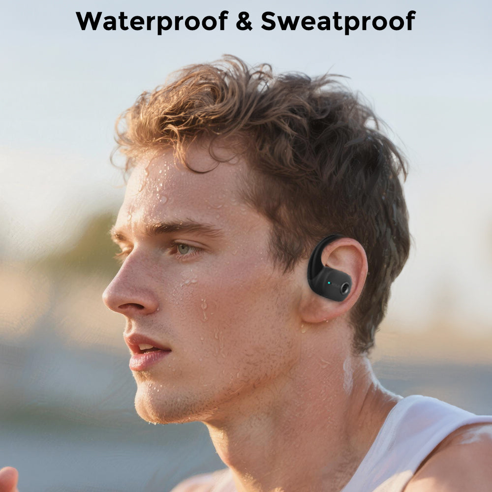 KOUO Wireless Bluetooth 5.4 Open-EarphonesHeadphones with SmartTouch Screen 70H PlaytimelPX7Waterproof Sturdy Noise Free Chargeable